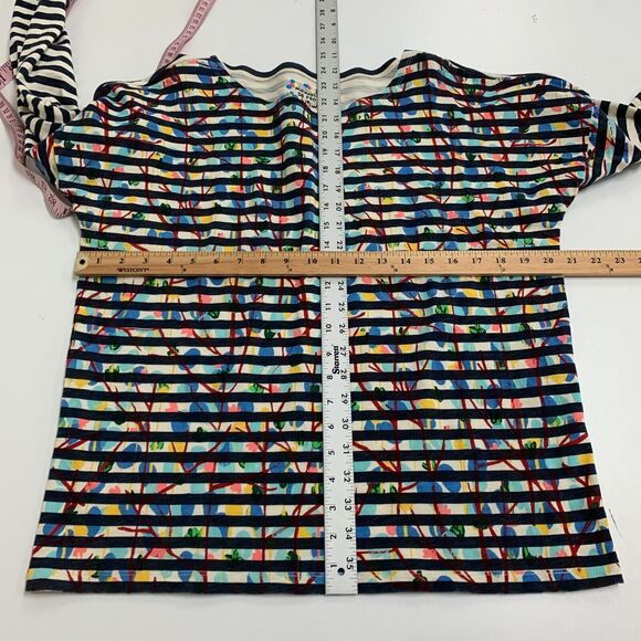 J Crew Michael De Feo Tee Womens M Floral Striped Wearable Art Drop Shoulders - Picture 7 of 14